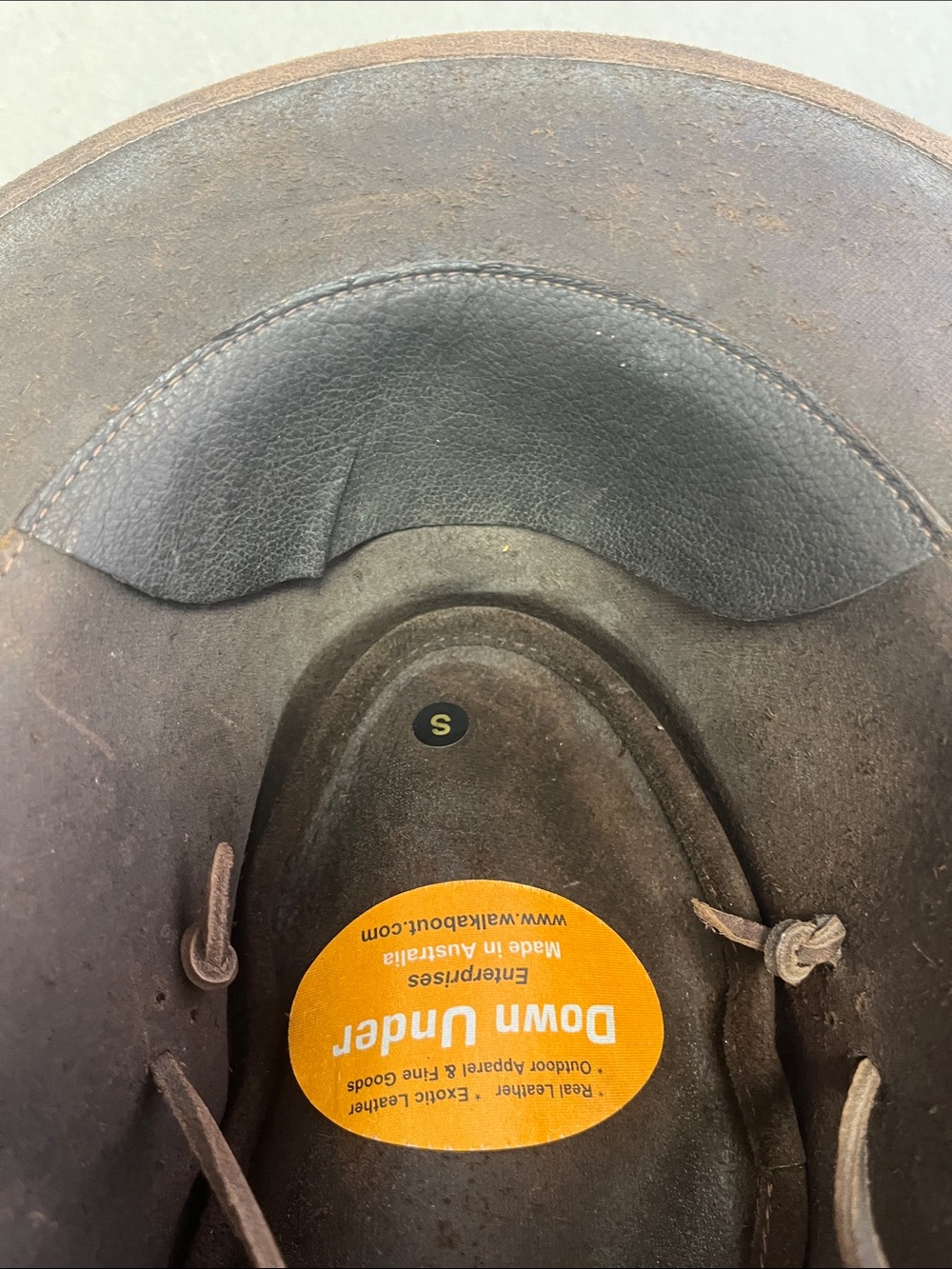 Down Under Australia Brown Leather Outback Cowboy Hat Size Small - Picture 11 of 16